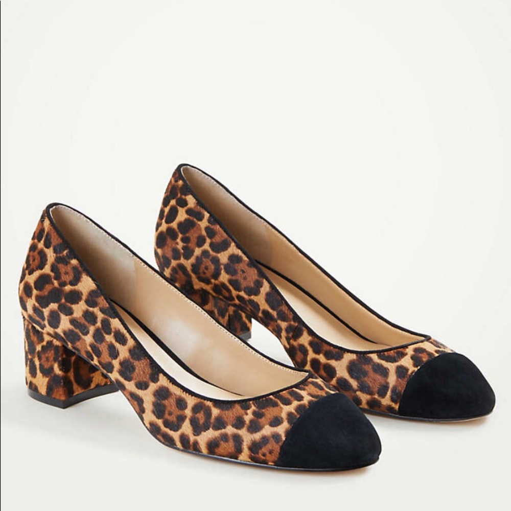 Ann Taylor Leopard Print Cap Toe Pumps